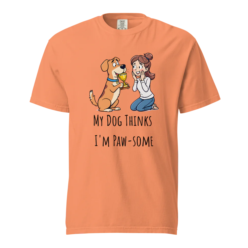 Mi perro piensa que soy genial | Camiseta unisex de tejido grueso | 100 % algodón