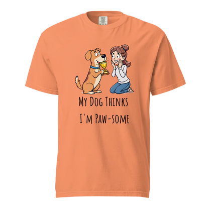 Mi perro piensa que soy genial | Camiseta unisex de tejido grueso | 100 % algodón