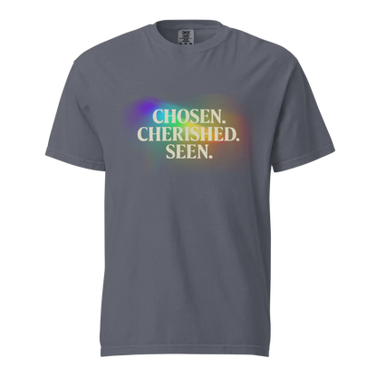 Elegida. Apreciada. Vista | Camiseta unisex de tejido grueso | 100 % algodón