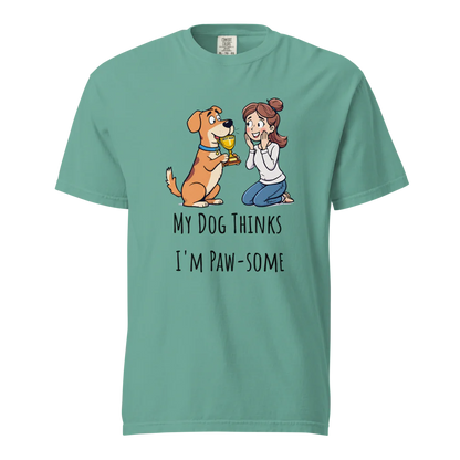 Mi perro piensa que soy genial | Camiseta unisex de tejido grueso | 100 % algodón