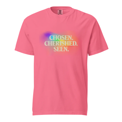 Elegida. Apreciada. Vista | Camiseta unisex de tejido grueso | 100 % algodón