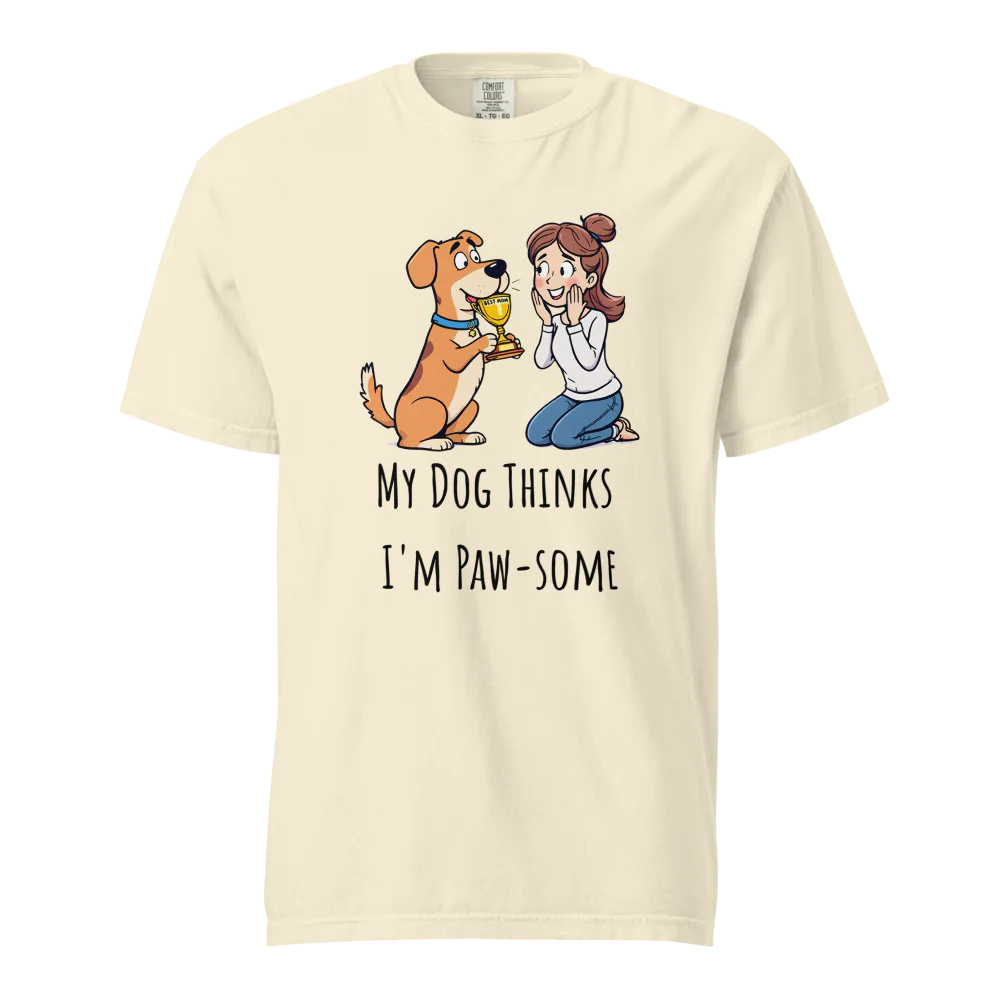 Mi perro piensa que soy genial | Camiseta unisex de tejido grueso | 100 % algodón