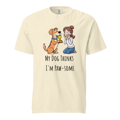 Mi perro piensa que soy genial | Camiseta unisex de tejido grueso | 100 % algodón