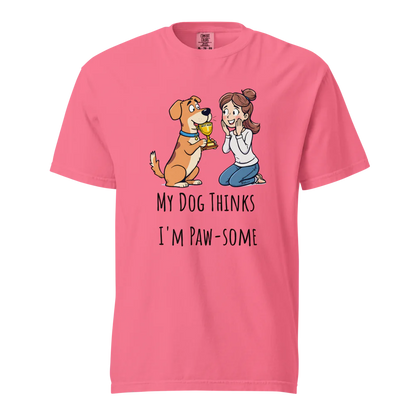 Mi perro piensa que soy genial | Camiseta unisex de tejido grueso | 100 % algodón