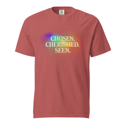 Elegida. Apreciada. Vista | Camiseta unisex de tejido grueso | 100 % algodón