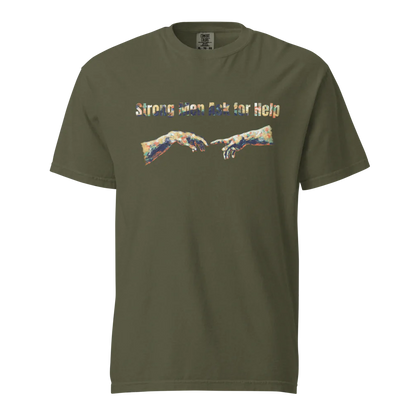 Hombres fuertes piden ayuda | Camiseta unisex de tejido grueso | 100 % algodón