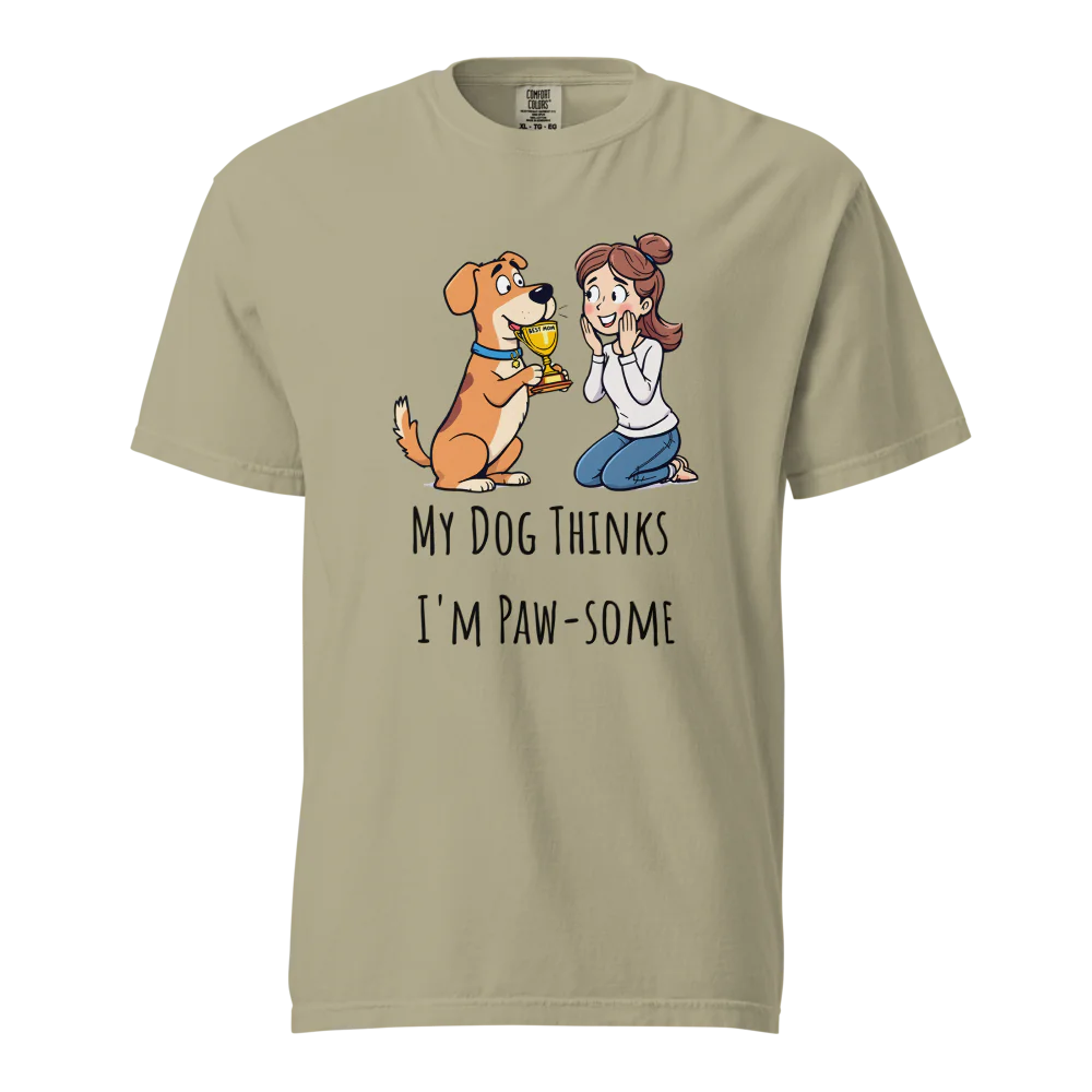 Mi perro piensa que soy genial | Camiseta unisex de tejido grueso | 100 % algodón