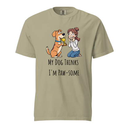 Mi perro piensa que soy genial | Camiseta unisex de tejido grueso | 100 % algodón