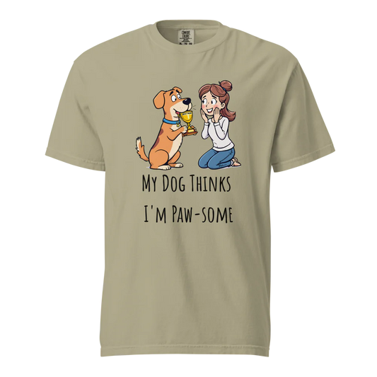 Mi perro piensa que soy genial | Camiseta unisex de tejido grueso | 100 % algodón