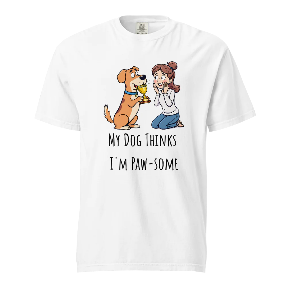 Mi perro piensa que soy genial | Camiseta unisex de tejido grueso | 100 % algodón