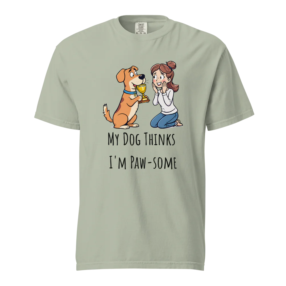 Mi perro piensa que soy genial | Camiseta unisex de tejido grueso | 100 % algodón