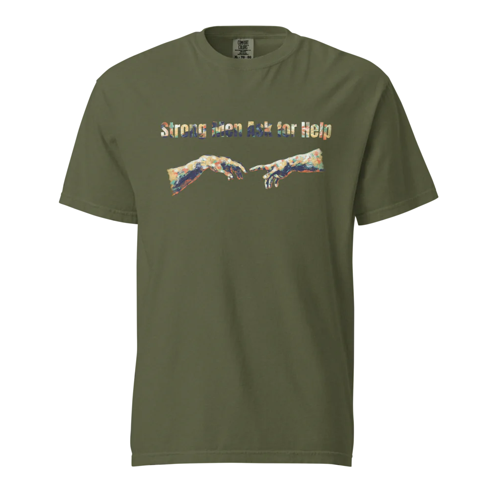 Hombres fuertes piden ayuda | Camiseta unisex de tejido grueso | 100 % algodón