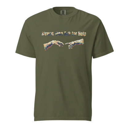 Hombres fuertes piden ayuda | Camiseta unisex de tejido grueso | 100 % algodón