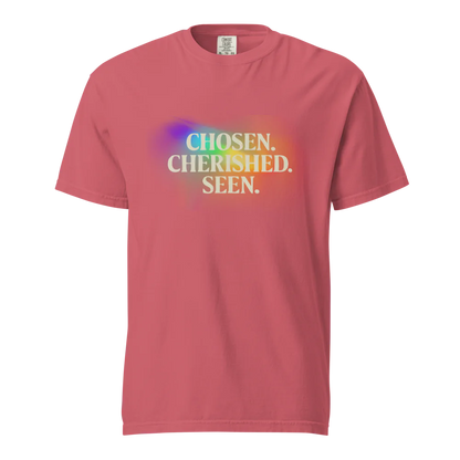 Elegida. Apreciada. Vista | Camiseta unisex de tejido grueso | 100 % algodón