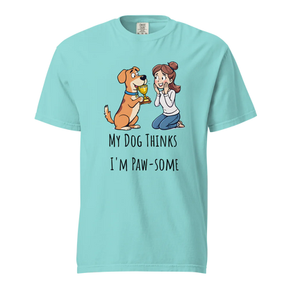 Mi perro piensa que soy genial | Camiseta unisex de tejido grueso | 100 % algodón