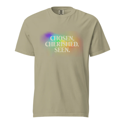 Elegida. Apreciada. Vista | Camiseta unisex de tejido grueso | 100 % algodón