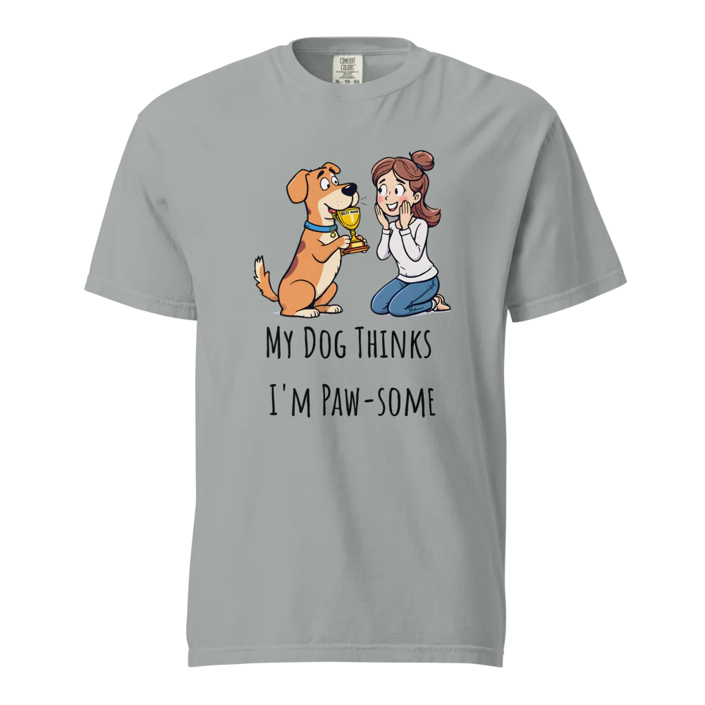 Mi perro piensa que soy genial | Camiseta unisex de tejido grueso | 100 % algodón