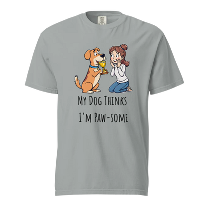 Mi perro piensa que soy genial | Camiseta unisex de tejido grueso | 100 % algodón