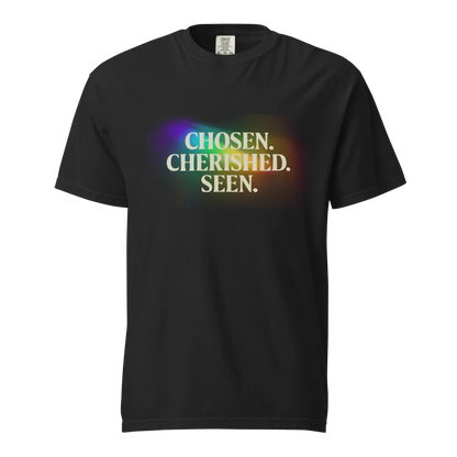 Elegida. Apreciada. Vista | Camiseta unisex de tejido grueso | 100 % algodón
