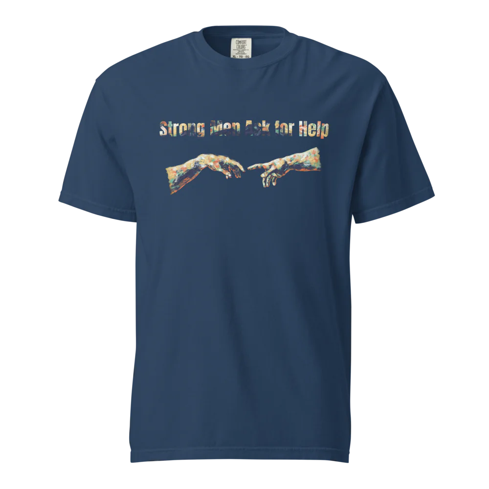 Hombres fuertes piden ayuda | Camiseta unisex de tejido grueso | 100 % algodón