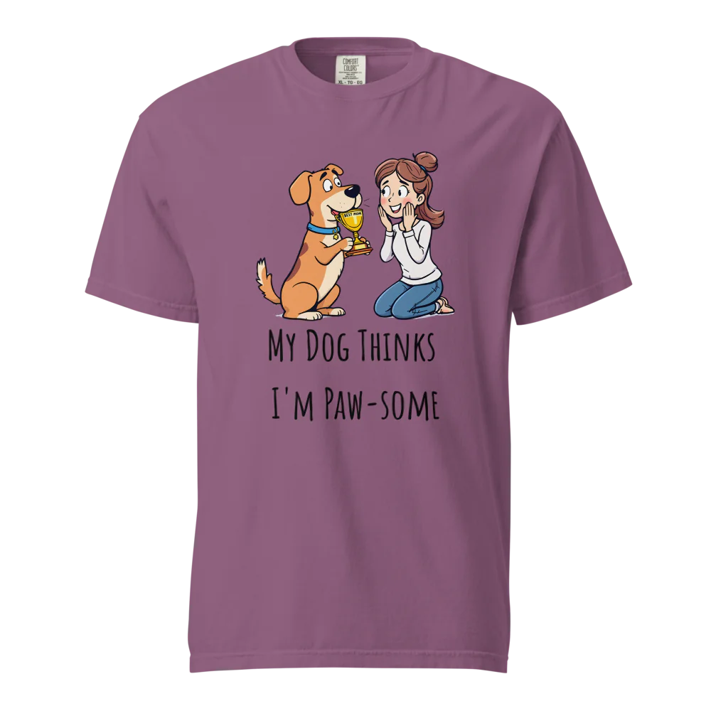 Mi perro piensa que soy genial | Camiseta unisex de tejido grueso | 100 % algodón