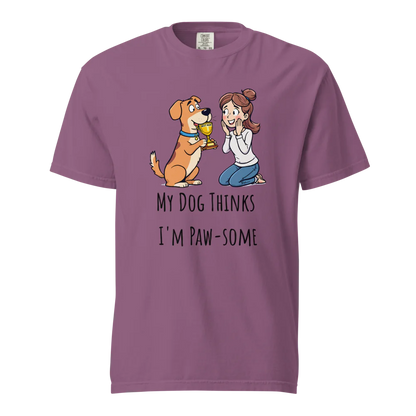 Mi perro piensa que soy genial | Camiseta unisex de tejido grueso | 100 % algodón
