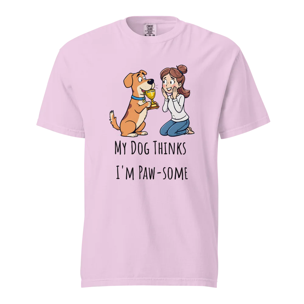 Mi perro piensa que soy genial | Camiseta unisex de tejido grueso | 100 % algodón