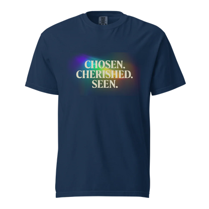 Elegida. Apreciada. Vista | Camiseta unisex de tejido grueso | 100 % algodón