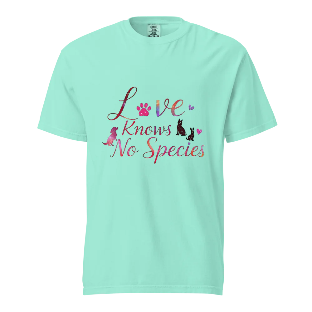 El amor no conoce especies – Amor a las mascotas | Camiseta unisex de tejido grueso | 100 % algodón