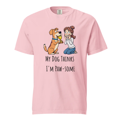 Mi perro piensa que soy genial | Camiseta unisex de tejido grueso | 100 % algodón