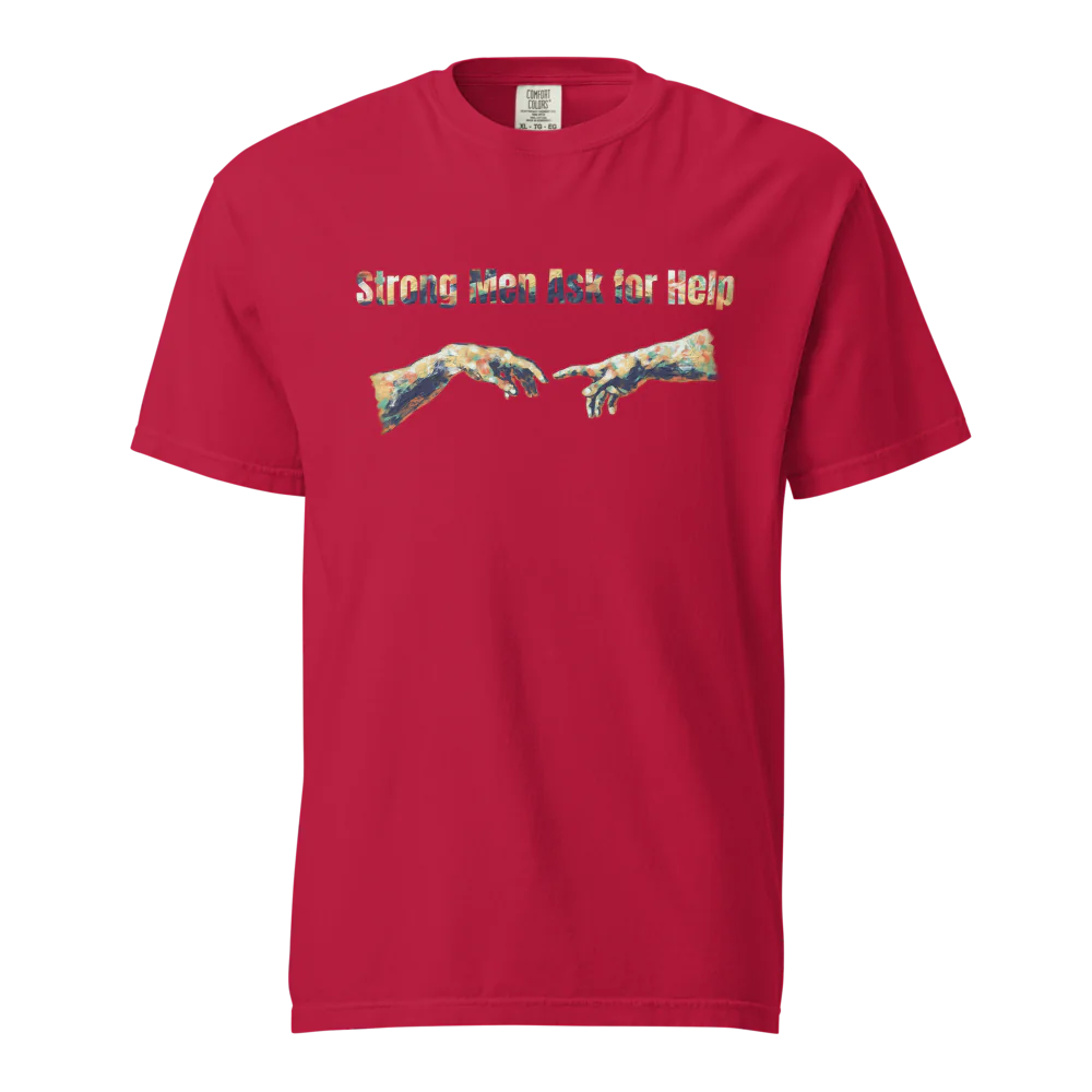 Hombres fuertes piden ayuda | Camiseta unisex de tejido grueso | 100 % algodón