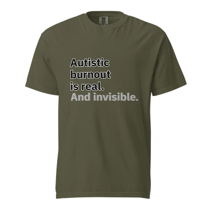 El síndrome de burnout autista es real | Camiseta unisex de tejido grueso | 100 % algodón