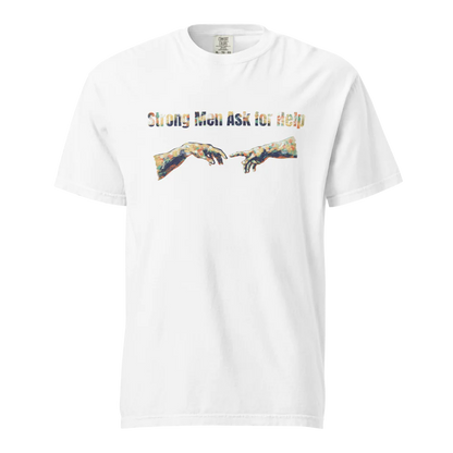 Hombres fuertes piden ayuda | Camiseta unisex de tejido grueso | 100 % algodón
