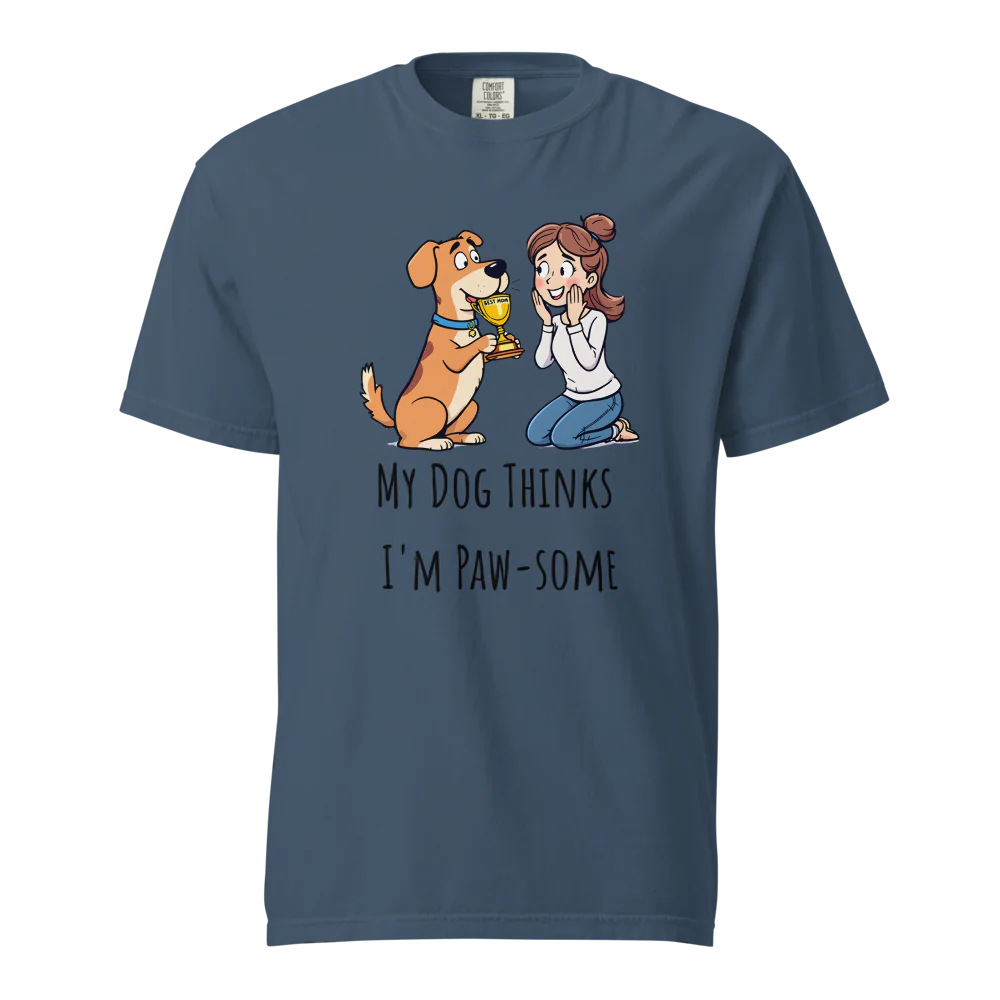 Mi perro piensa que soy genial | Camiseta unisex de tejido grueso | 100 % algodón