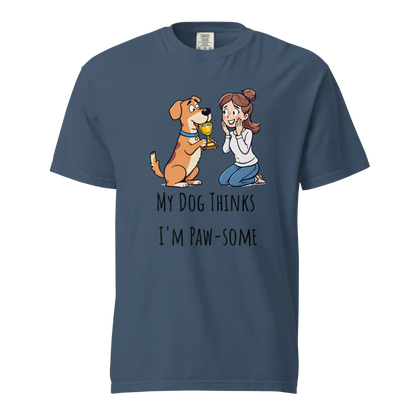 Mi perro piensa que soy genial | Camiseta unisex de tejido grueso | 100 % algodón