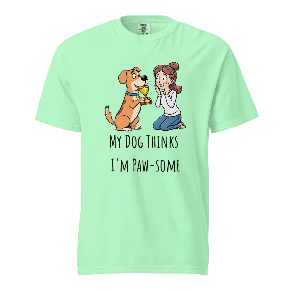 Mi perro piensa que soy genial | Camiseta unisex de tejido grueso | 100 % algodón