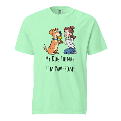 Mi perro piensa que soy genial | Camiseta unisex de tejido grueso | 100 % algodón