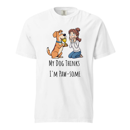 Mi perro piensa que soy genial | Camiseta unisex de tejido grueso | 100 % algodón