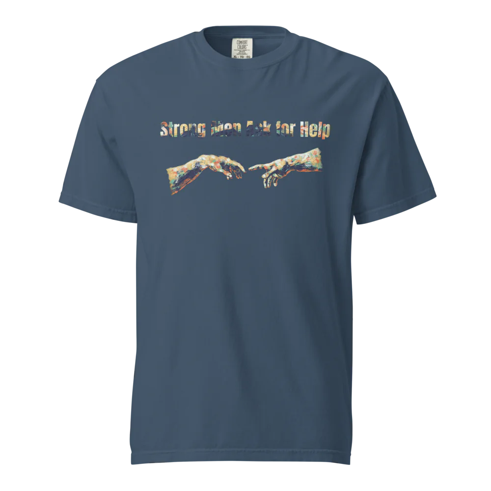 Hombres fuertes piden ayuda | Camiseta unisex de tejido grueso | 100 % algodón