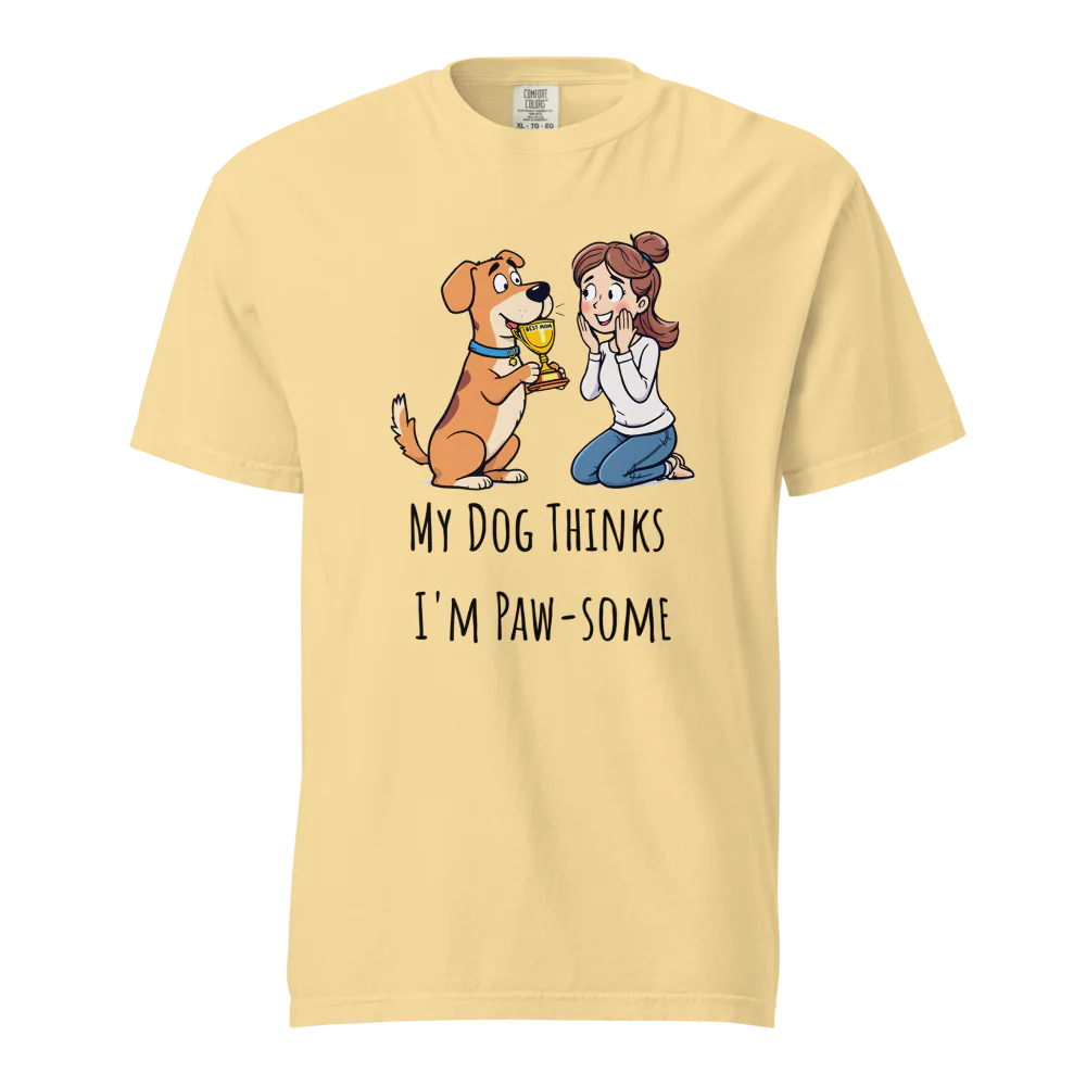 Mi perro piensa que soy genial | Camiseta unisex de tejido grueso | 100 % algodón
