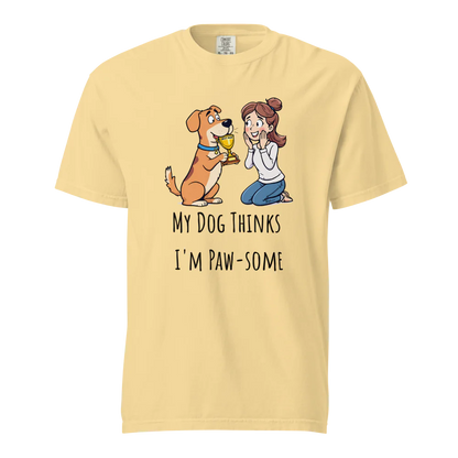 Mi perro piensa que soy genial | Camiseta unisex de tejido grueso | 100 % algodón