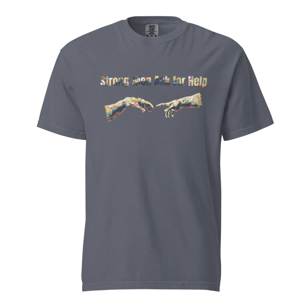 Hombres fuertes piden ayuda | Camiseta unisex de tejido grueso | 100 % algodón