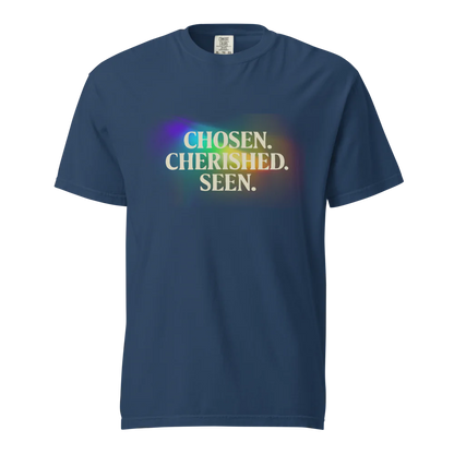 Elegida. Apreciada. Vista | Camiseta unisex de tejido grueso | 100 % algodón