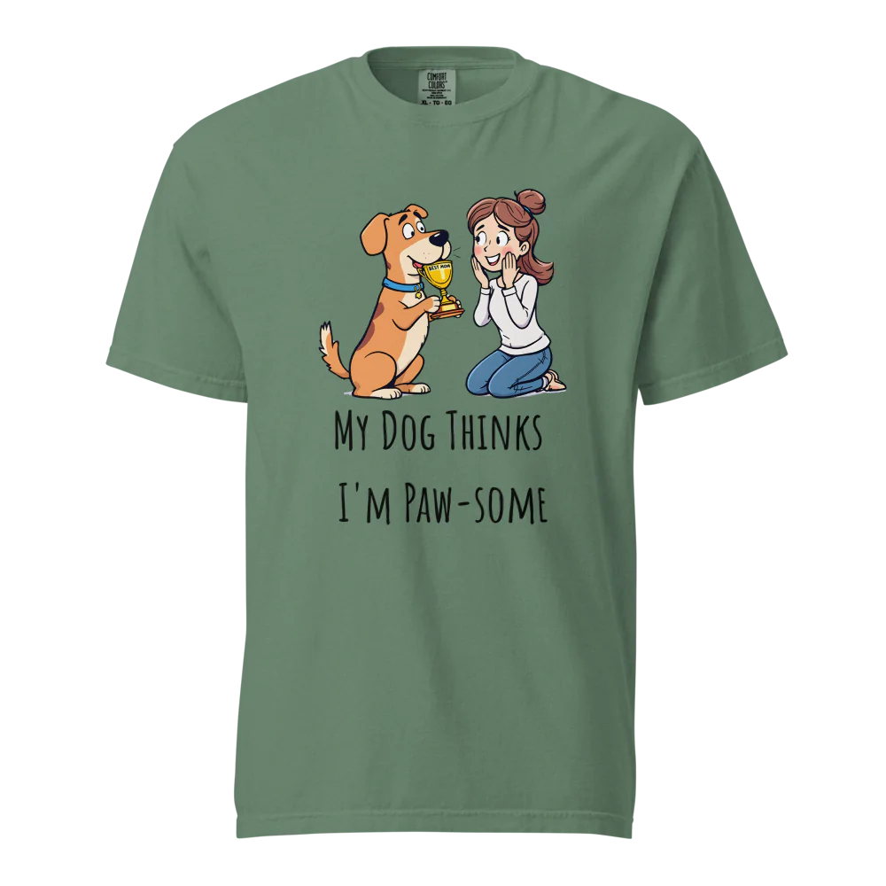 Mi perro piensa que soy genial | Camiseta unisex de tejido grueso | 100 % algodón