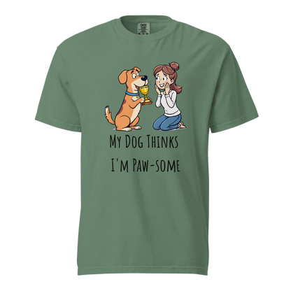 Mi perro piensa que soy genial | Camiseta unisex de tejido grueso | 100 % algodón