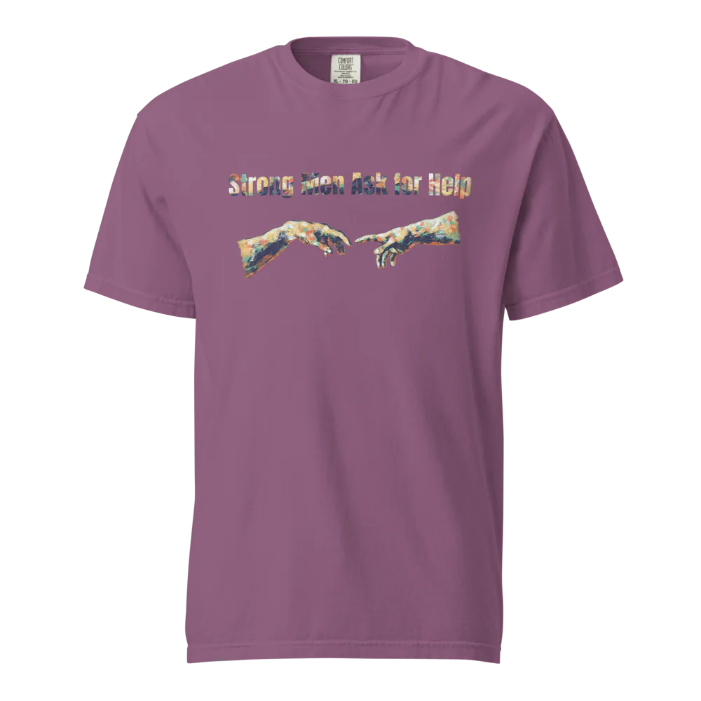 Hombres fuertes piden ayuda | Camiseta unisex de tejido grueso | 100 % algodón