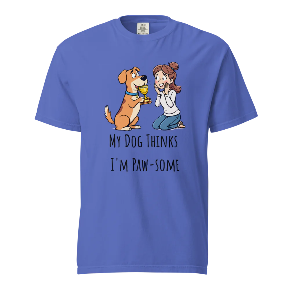 Mi perro piensa que soy genial | Camiseta unisex de tejido grueso | 100 % algodón