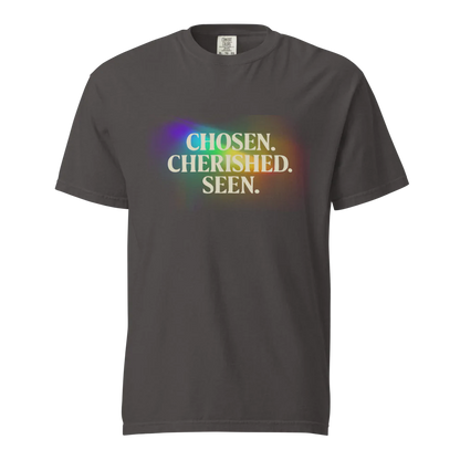 Elegida. Apreciada. Vista | Camiseta unisex de tejido grueso | 100 % algodón