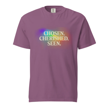 Elegida. Apreciada. Vista | Camiseta unisex de tejido grueso | 100 % algodón