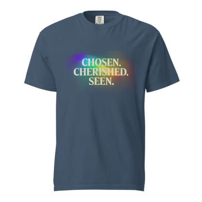 Elegida. Apreciada. Vista | Camiseta unisex de tejido grueso | 100 % algodón